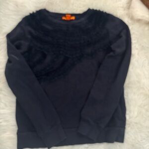 Joe Fresh Navy Ruffle Crewneck Top